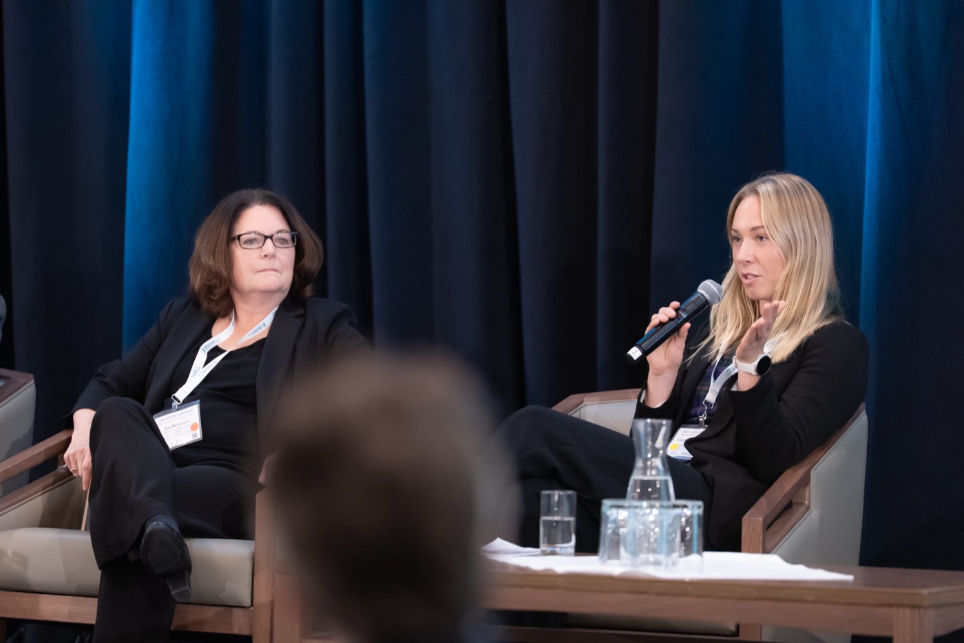 Panelist speaking into a microphone