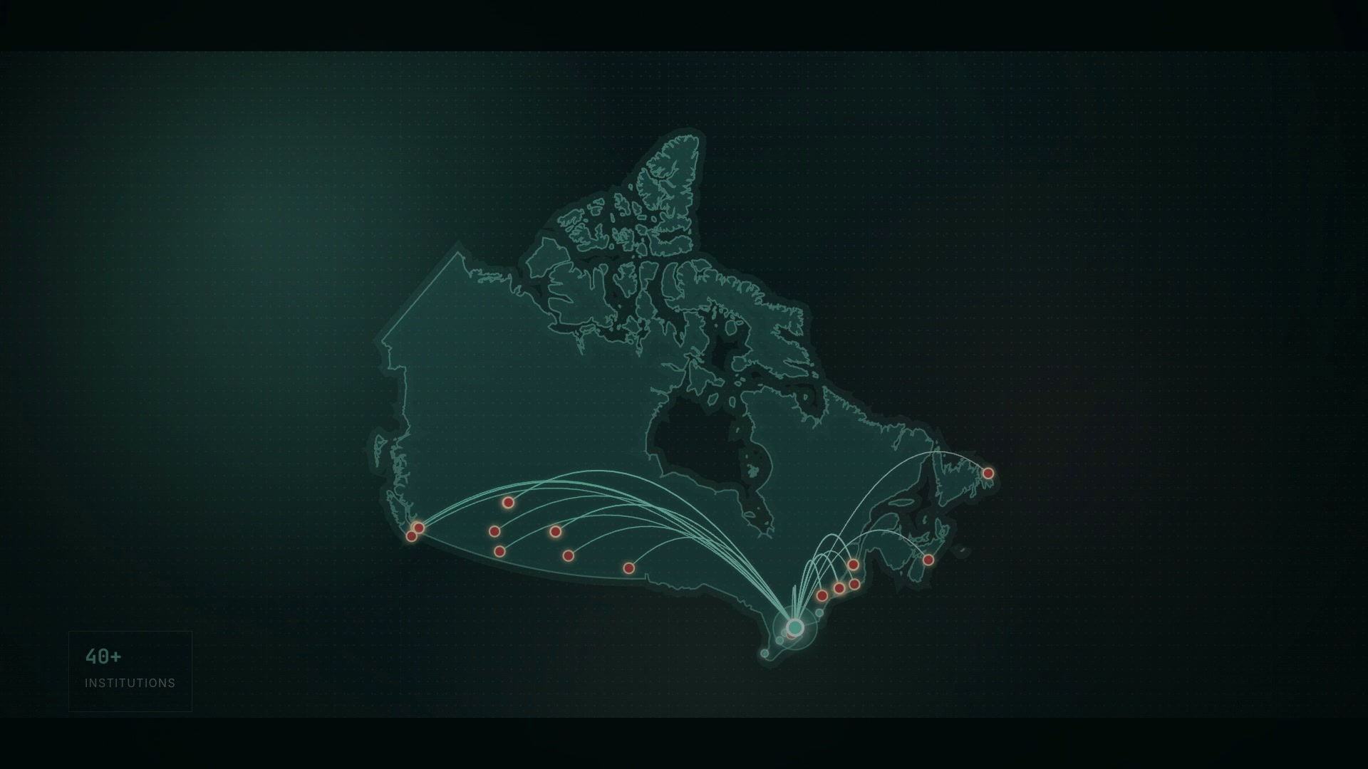 Map of Canada showing BioHubNet institutions connected across the country